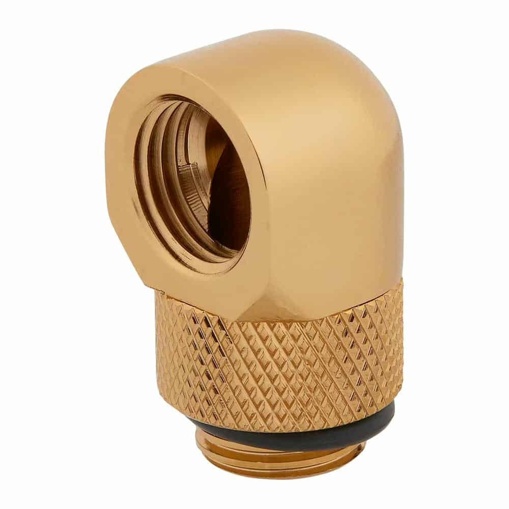 (image for) Corsair Hydro X XF Gold Brass G1/4" 90° Rotary Adapter Fitting - Twin Pack